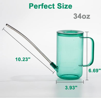 Small Watering Can for Indoor Plants, Flowers, Succulents with Long Spout 34oz(Green)