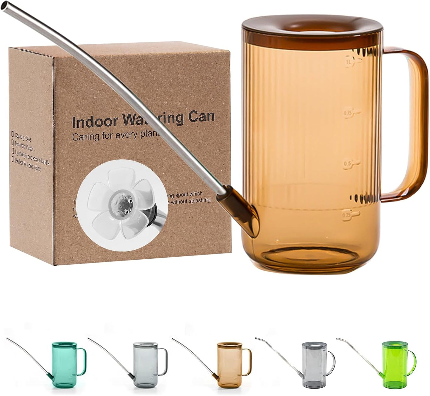Small Watering Can for Indoor Plants, Flowers, Succulents with Long Spout 34oz(Green)