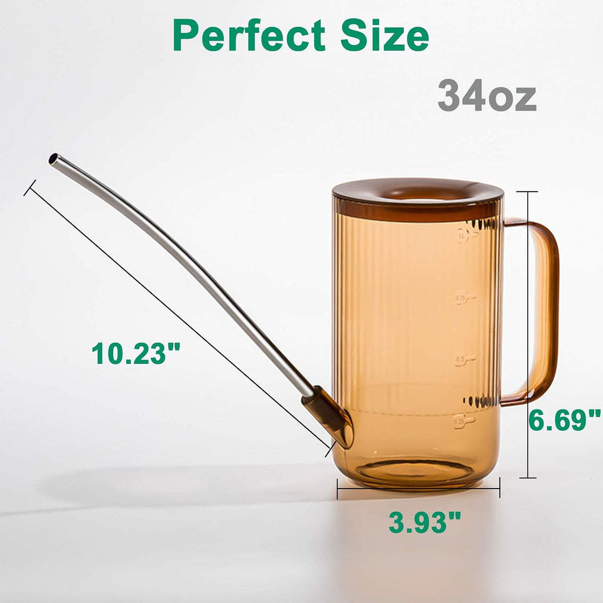 Small Watering Can for Indoor Plants, Flowers, Succulents with Long Spout 34oz(Green)