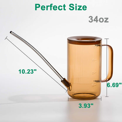 Small Watering Can for Indoor Plants, Flowers, Succulents with Long Spout 34oz(Green)