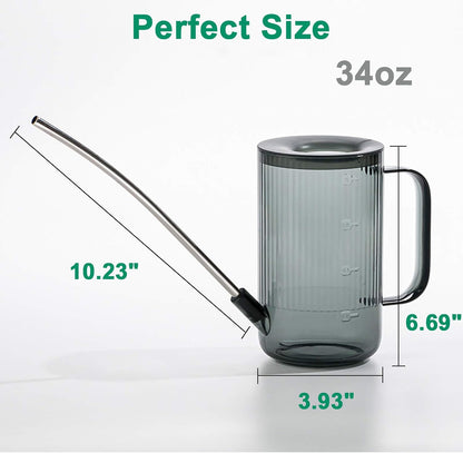 Small Watering Can for Indoor Plants, Flowers, Succulents with Long Spout 34oz(Green)
