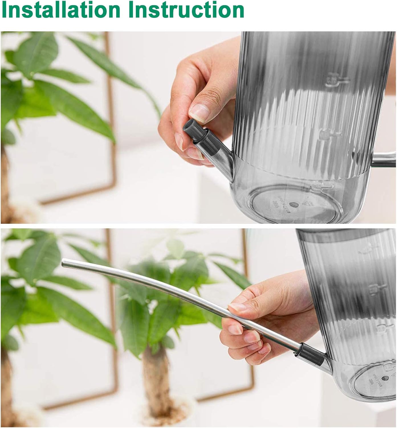 Small Watering Can for Indoor Plants, Flowers, Succulents with Long Spout 34oz(Green)