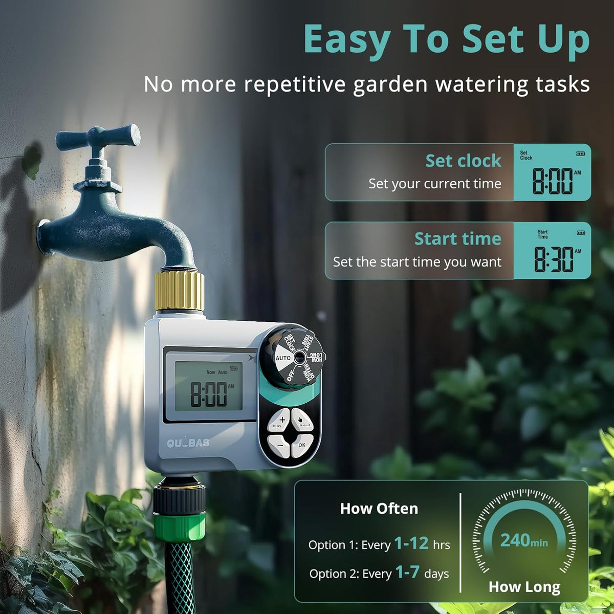 Brass Sprinkler Timer, Programmable Water Hose Timer for Garden Hose