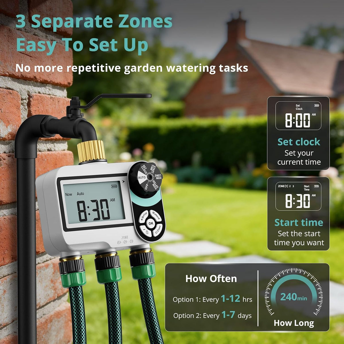 Brass Sprinkler Timer, Programmable Water Hose Timer for Garden Hose