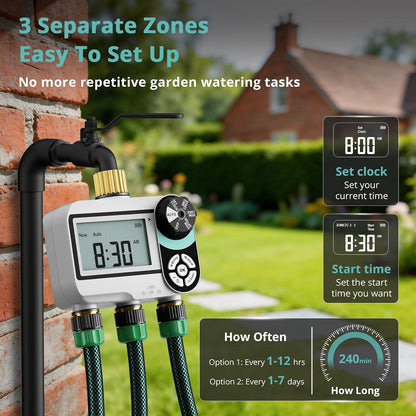 Brass Sprinkler Timer, Programmable Water Hose Timer for Garden Hose