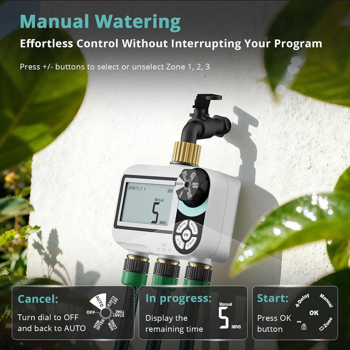 Brass Sprinkler Timer, Programmable Water Hose Timer for Garden Hose