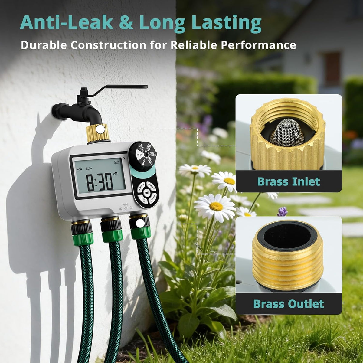 Brass Sprinkler Timer, Programmable Water Hose Timer for Garden Hose
