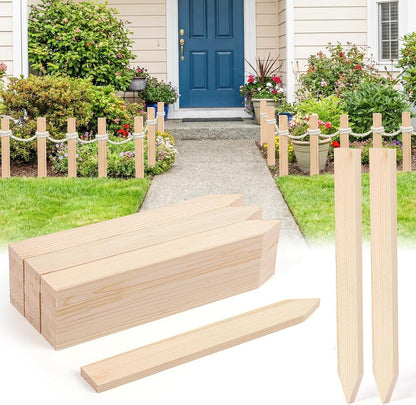 24Pcs Wooden Garden Stakes, 17in Pinewood Yard Stakes for Plant Support