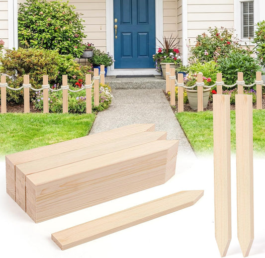 24Pcs Wooden Garden Stakes, 17in Pinewood Yard Stakes for Plant Support