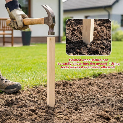 24Pcs Wooden Garden Stakes, 17in Pinewood Yard Stakes for Plant Support