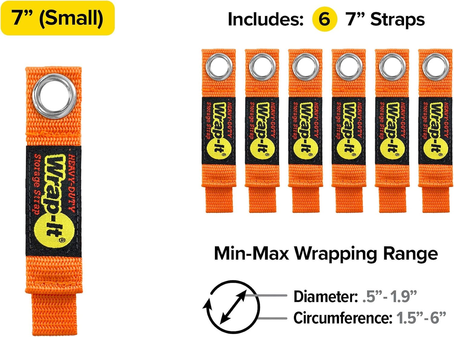 Heavy-Duty Straps - 7-inch (6-Pack) Blaze Orange