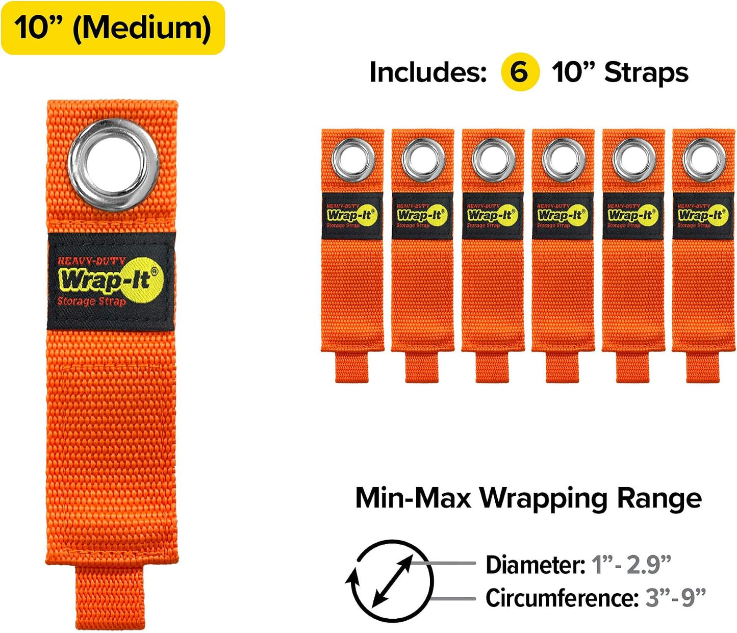 Heavy-Duty Straps - 7-inch (6-Pack) Blaze Orange