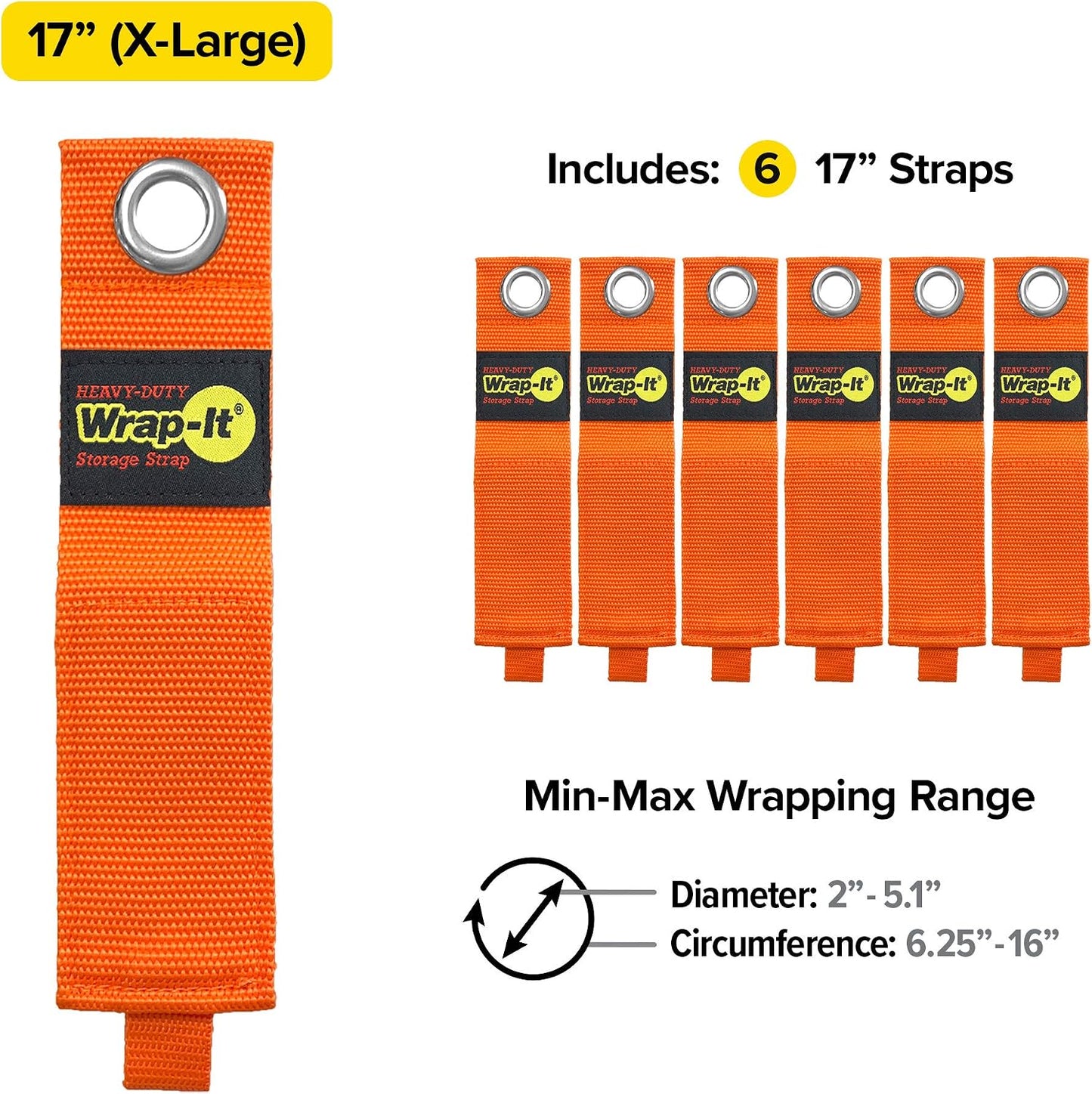 Heavy-Duty Straps - 7-inch (6-Pack) Blaze Orange