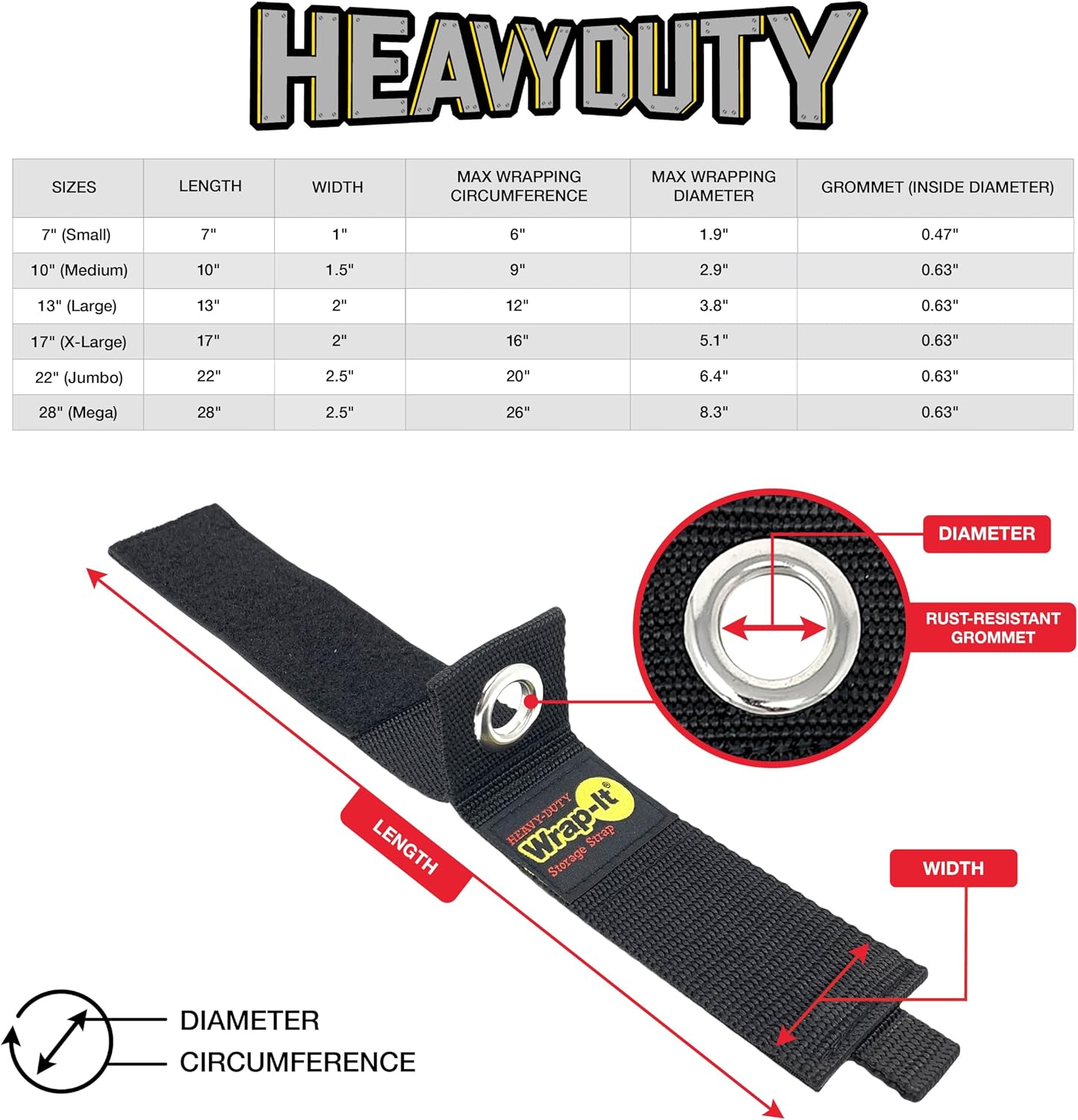 Heavy-Duty Straps - 7-inch (6-Pack) Blaze Orange