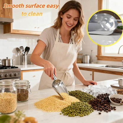 Ice Scoop, Heavy Duty Cast Aluminum, Ergonomic S-Curve Handle, Commercial Grade for Ice, Coffee, Popcorn, Flour, Sugar, Food-Grade & Rust-Proof Kitchen Tool (L (24oz))