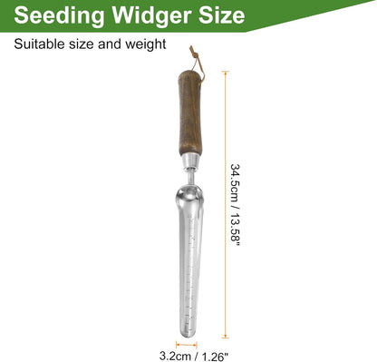 Seeding Widger 13.6 x 1.26 Stainless Steel Garden Hand Shovel Seed Trowel with Wooden Handle Long & Narrow for Planting Weeding Digging