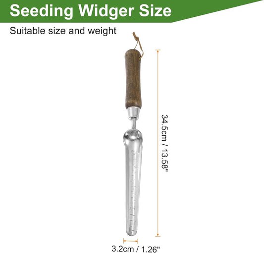 Seeding Widger 13.6 x 1.26 Stainless Steel Garden Hand Shovel Seed Trowel with Wooden Handle Long & Narrow for Planting Weeding Digging
