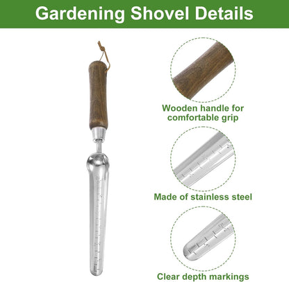 Seeding Widger 13.6 x 1.26 Stainless Steel Garden Hand Shovel Seed Trowel with Wooden Handle Long & Narrow for Planting Weeding Digging