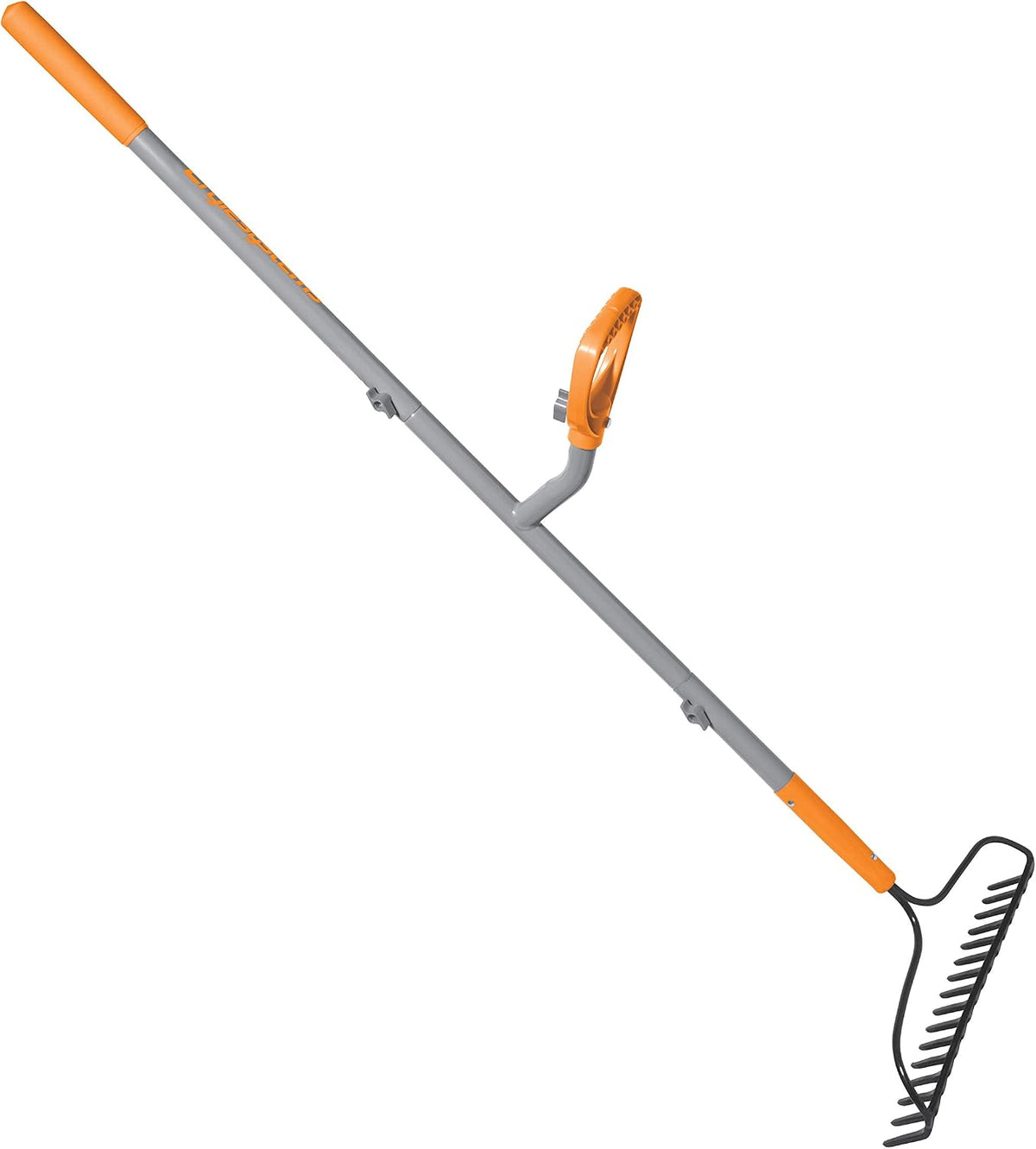 ErgieShovel 54" Ergonomic Steel Garden Cultivator w/ D Grip Handle, 4 Tine Head Lawn Tool for Yard Work, Soil Aeration, & Weeding, Orange - ERG-CLTV45