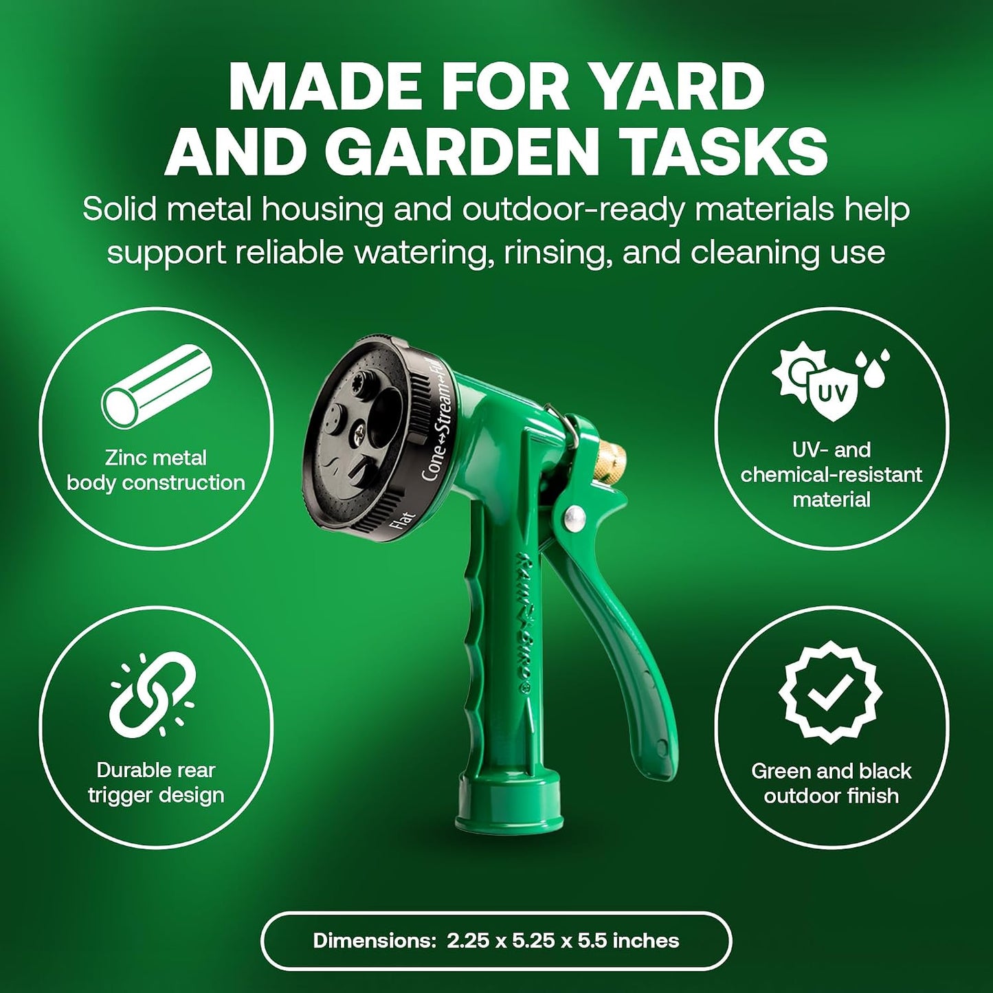 TRNZLMETAL Classic Rear Trigger Garden Hose Nozzle