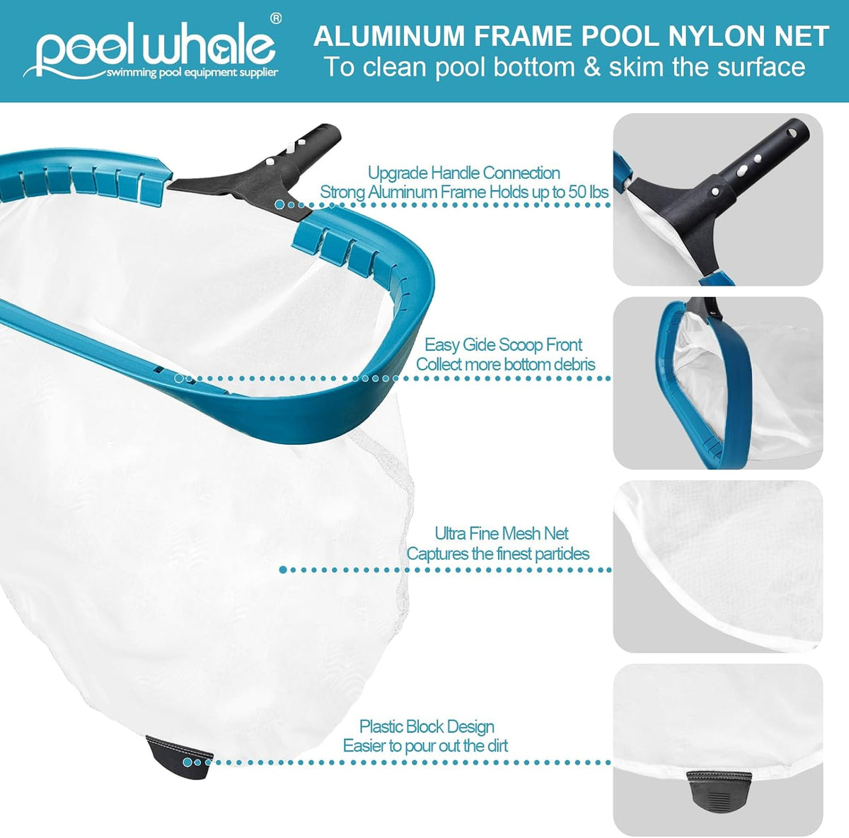17.5" Ultra Fine Mesh Pool Pollen & Sand Skimmer Rake Net