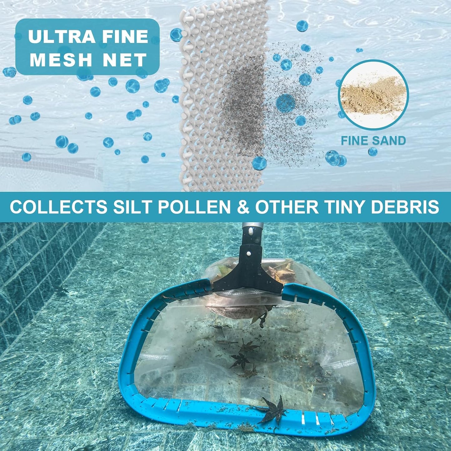 17.5" Ultra Fine Mesh Pool Pollen & Sand Skimmer Rake Net