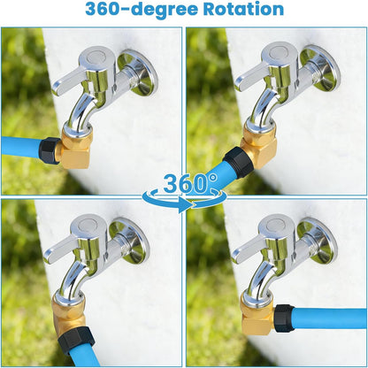 Hose Splitter, 360° Rotatable 2-Way Heavy Duty Brass Y Valve with Ingot-shaped Long Handle, Outdoor Garden Hose Connector, 3/4 Inch GHT Thread