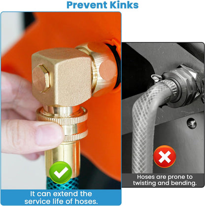 Hose Splitter, 360° Rotatable 2-Way Heavy Duty Brass Y Valve with Ingot-shaped Long Handle, Outdoor Garden Hose Connector, 3/4 Inch GHT Thread