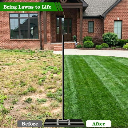 Lawn Leveling Rake for Small Yards & Spot Repair, 17x10 Professional Yard Leveler for Soil & Sand, Ergonomic Long Handle Landscape Rake, Black
