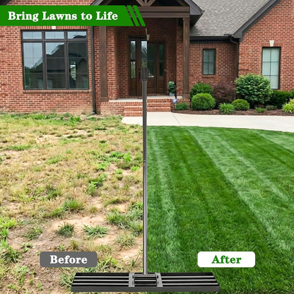 Lawn Leveling Rake for Small Yards & Spot Repair, 17x10 Professional Yard Leveler for Soil & Sand, Ergonomic Long Handle Landscape Rake, Black