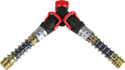 6-9482: Deluxe 2-Way Shutoff Hose Connection with Kink-Free Extensions, Fits Standard Garden Hoses, Metal and Plastic Construction with Shut-Off Valves, Leak-Free, Dual Water Flow