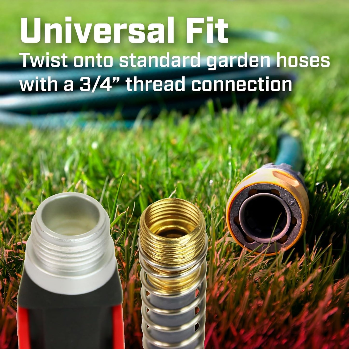 6-9482: Deluxe 2-Way Shutoff Hose Connection with Kink-Free Extensions, Fits Standard Garden Hoses, Metal and Plastic Construction with Shut-Off Valves, Leak-Free, Dual Water Flow