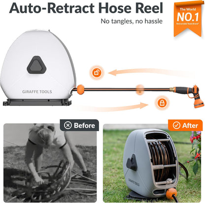Ground-Mounted Retractable Garden Hose Reel,1/2" x 82FT