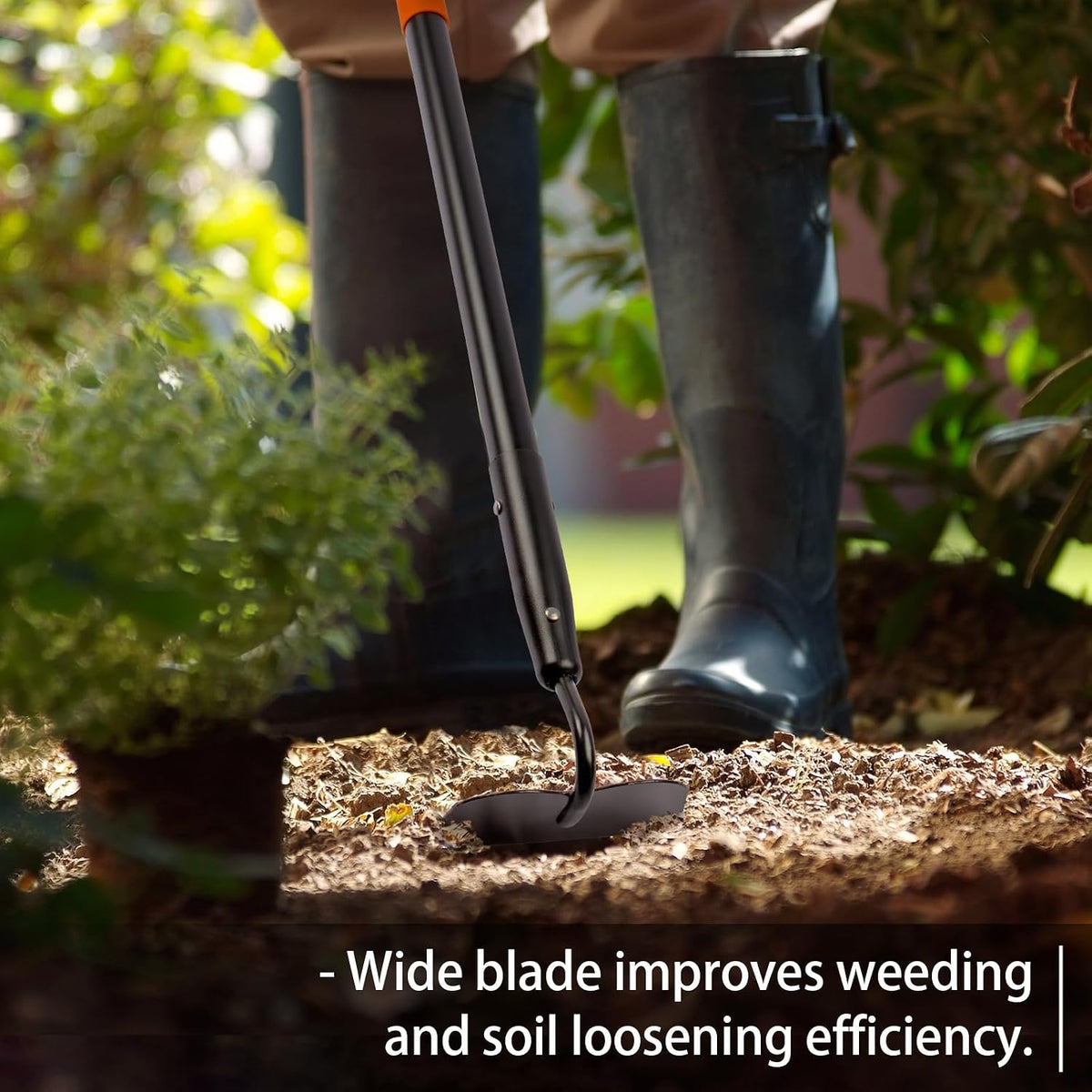 Hoe Garden Tool, Heavy Duty Garden Hoe for Weeding, Metal Garden Hoe with Long Handle, 58 Inches