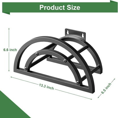 Hose Holder Wall Mount, Outdoor Water Hose Holder Holds 125-ft Hose, Heavy Duty Metal Detachable Hose Hanger Reel Storage Organizer, Hose Rack for Outside Garden Lawn Yard Farm, Black