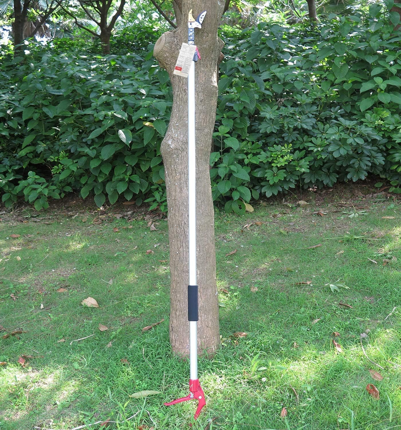 4.4-7.2 Foot Tree Pruner 2 Sections Extendable 4 Nodes Adjustable, Cut and Hold Pruning Trimmer, Long Reach Pole Saw, Telescoping Fruit Picker, Branches Bypass Lopper With Hook