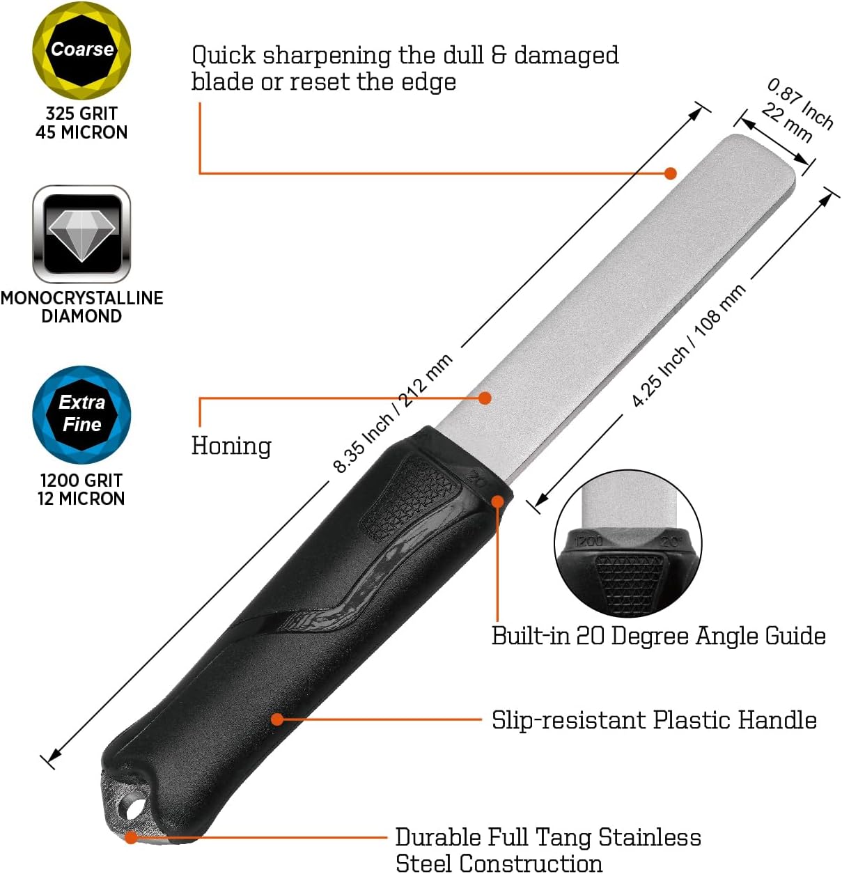 181N Dual-Grit Diamond Sharpening Stone File