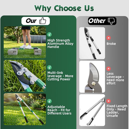 Loppers Branch Cutter 28"-41" Telescoping Lopper Heavy Duty Tree Trimmer,Chops Thick Branches with Ease,2" Inch Cutting Capacity