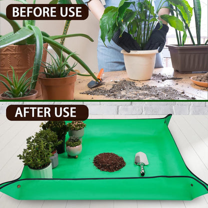 39.4" x 39.4" Large Plant Repotting Mat for Indoor Plants, Portable and Foldable Gardening mat, Waterproof Transplanting Potting Mat in Garden Outdoor