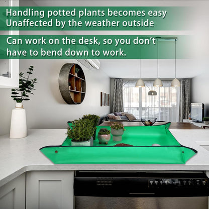 39.4" x 39.4" Large Plant Repotting Mat for Indoor Plants, Portable and Foldable Gardening mat, Waterproof Transplanting Potting Mat in Garden Outdoor