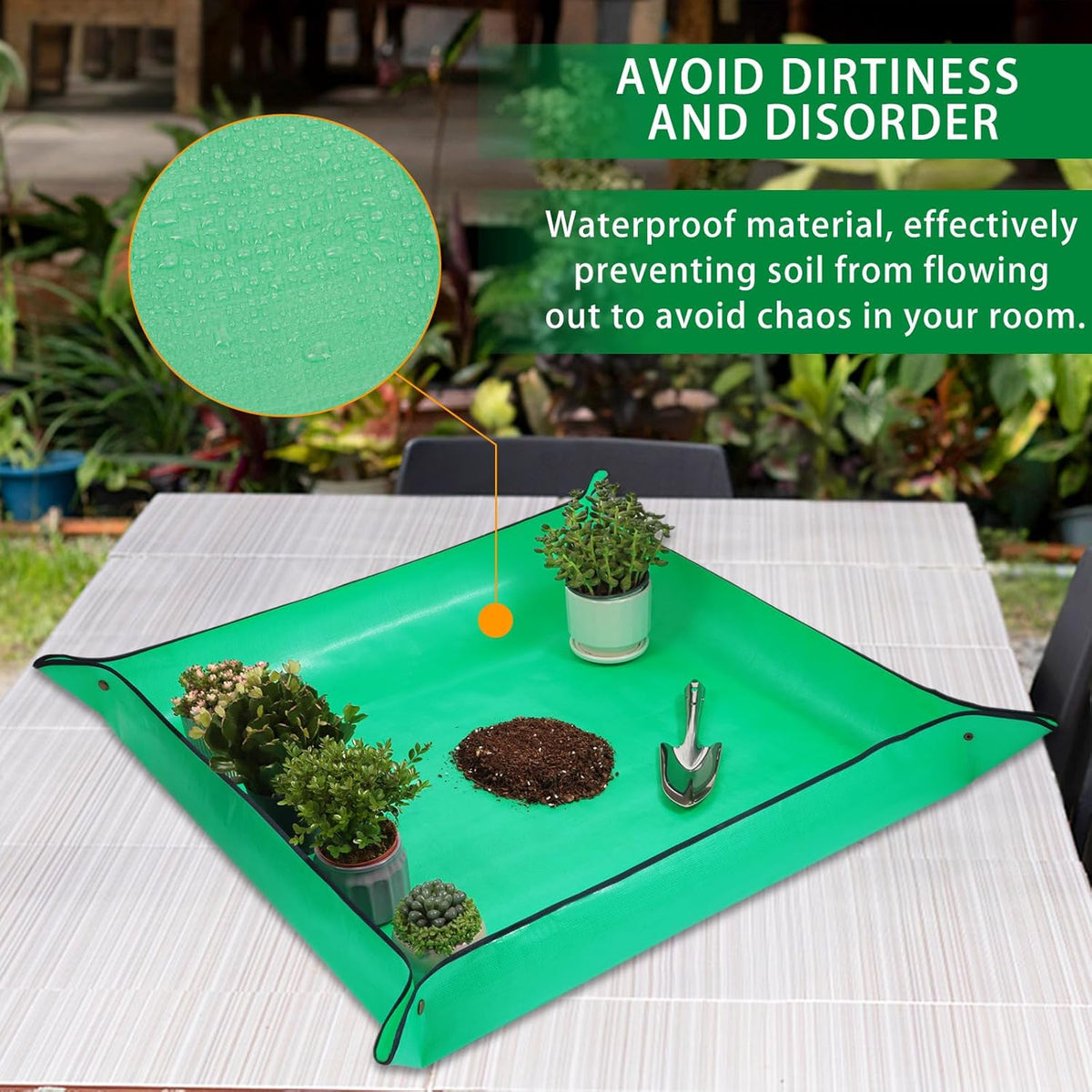 39.4" x 39.4" Large Plant Repotting Mat for Indoor Plants, Portable and Foldable Gardening mat, Waterproof Transplanting Potting Mat in Garden Outdoor