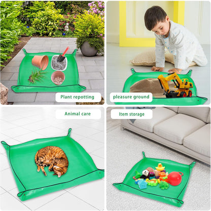 39.4" x 39.4" Large Plant Repotting Mat for Indoor Plants, Portable and Foldable Gardening mat, Waterproof Transplanting Potting Mat in Garden Outdoor