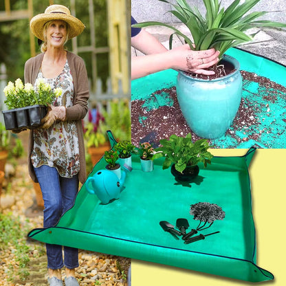 39.4" x 39.4" Large Plant Repotting Mat for Indoor Plants, Portable and Foldable Gardening mat, Waterproof Transplanting Potting Mat in Garden Outdoor