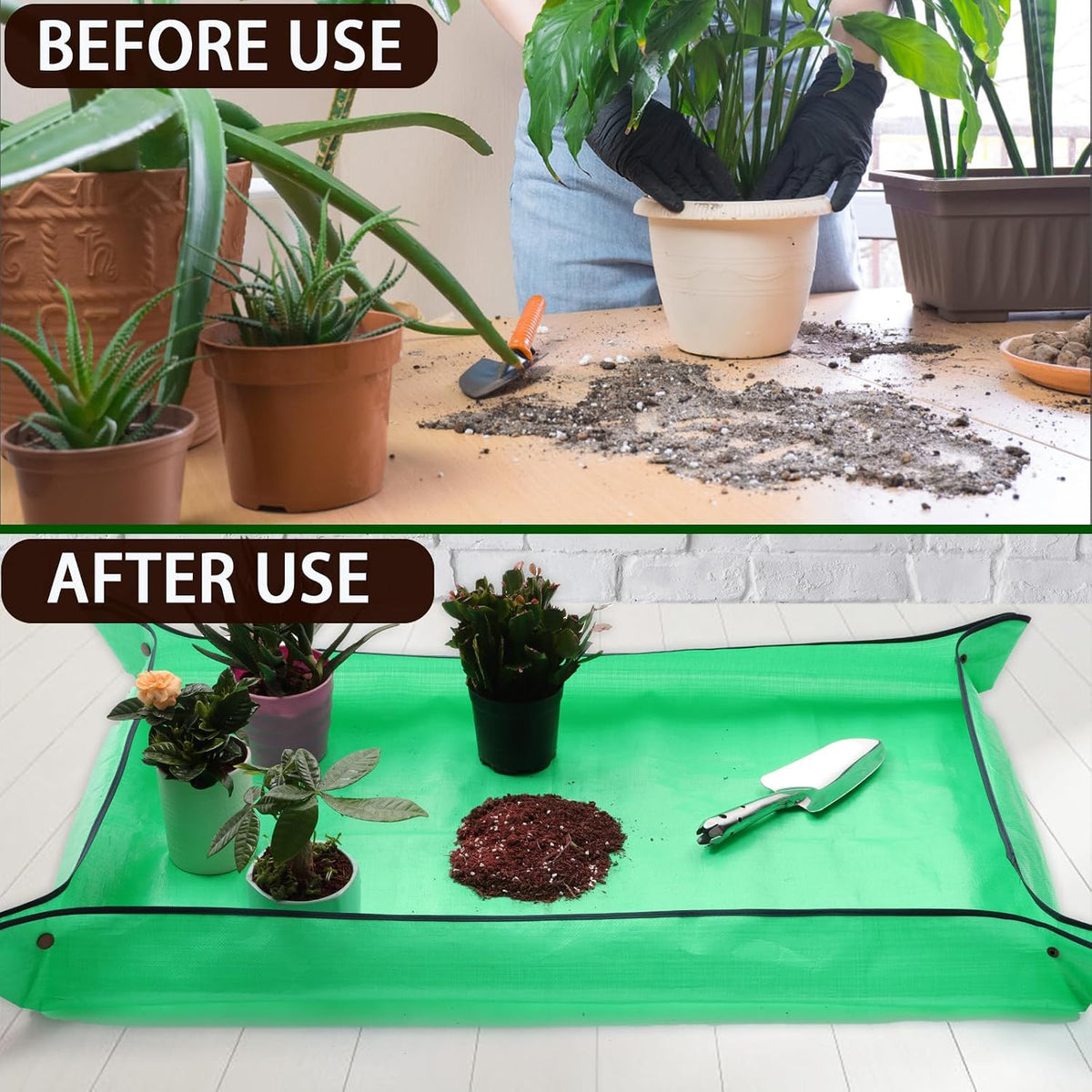 39.4" x 39.4" Large Plant Repotting Mat for Indoor Plants, Portable and Foldable Gardening mat, Waterproof Transplanting Potting Mat in Garden Outdoor