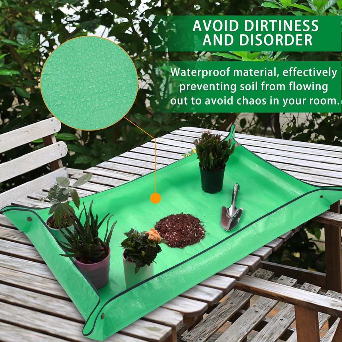 39.4" x 39.4" Large Plant Repotting Mat for Indoor Plants, Portable and Foldable Gardening mat, Waterproof Transplanting Potting Mat in Garden Outdoor