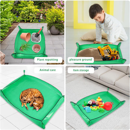 39.4" x 39.4" Large Plant Repotting Mat for Indoor Plants, Portable and Foldable Gardening mat, Waterproof Transplanting Potting Mat in Garden Outdoor