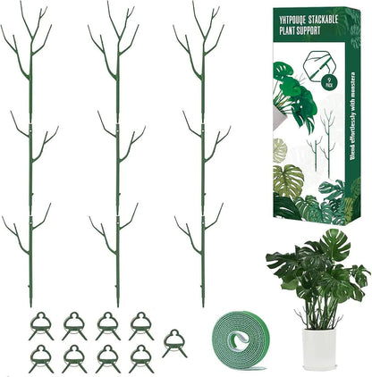 4 Pack Plant Support Stakes, Plant Stakes for Indoor and Outdoor Plants. 28inch Plant Sticks with Extension Poles, Plant Clips, Plant Ties for Potted Monstera Plants, Climbing Plants