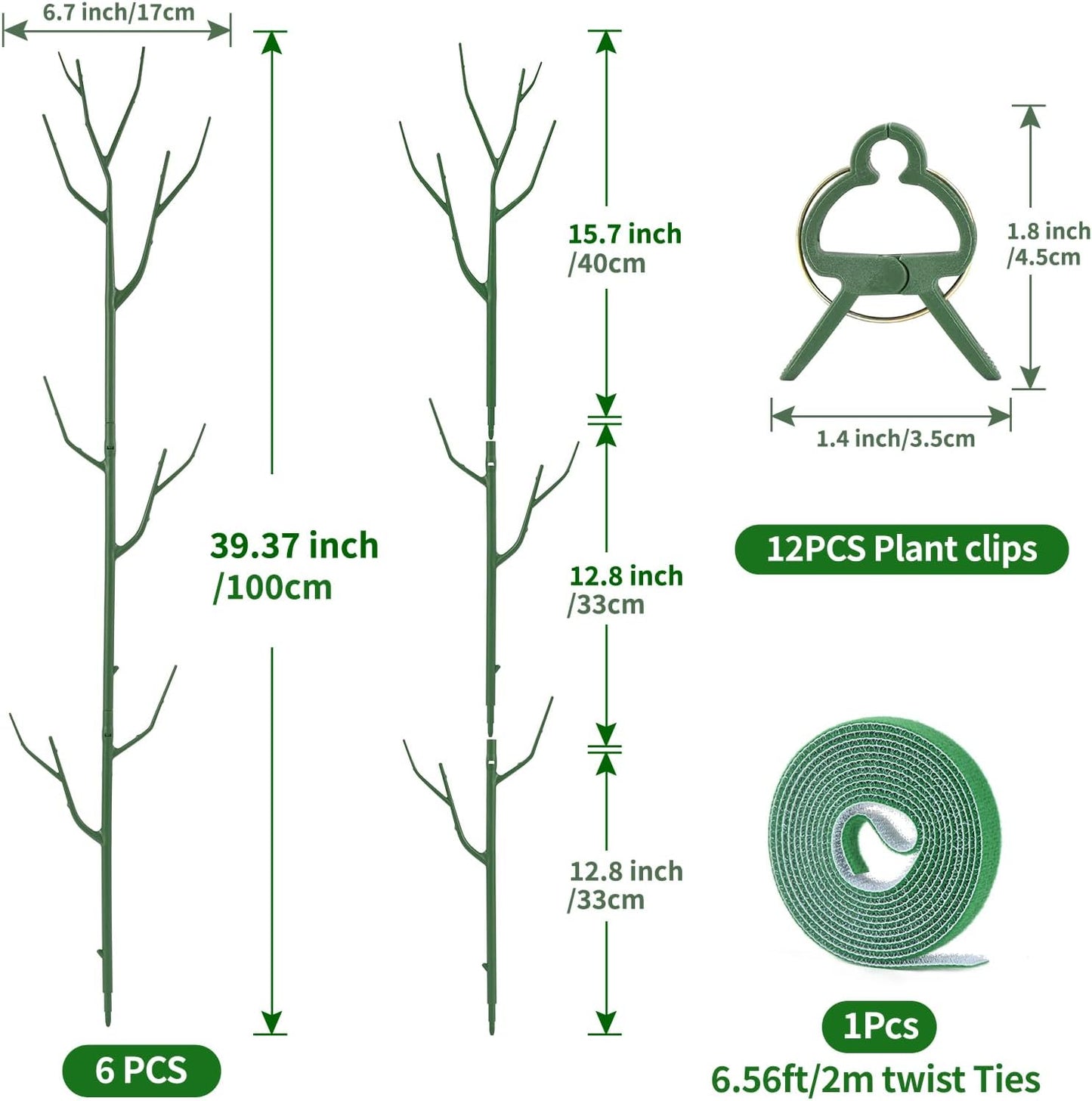 4 Pack Plant Support Stakes, Plant Stakes for Indoor and Outdoor Plants. 28inch Plant Sticks with Extension Poles, Plant Clips, Plant Ties for Potted Monstera Plants, Climbing Plants