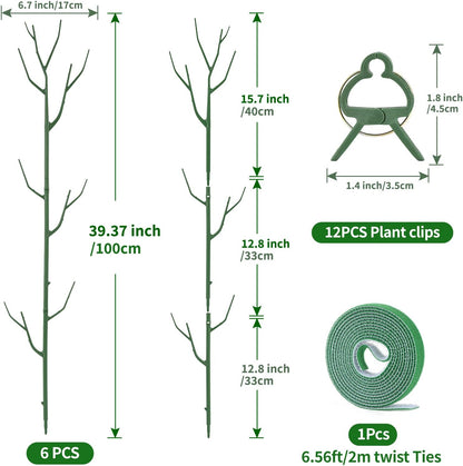 4 Pack Plant Support Stakes, Plant Stakes for Indoor and Outdoor Plants. 28inch Plant Sticks with Extension Poles, Plant Clips, Plant Ties for Potted Monstera Plants, Climbing Plants