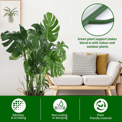 4 Pack Plant Support Stakes, Plant Stakes for Indoor and Outdoor Plants. 28inch Plant Sticks with Extension Poles, Plant Clips, Plant Ties for Potted Monstera Plants, Climbing Plants